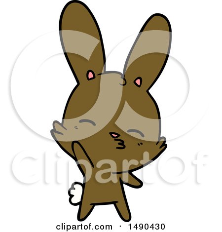 Clipart Curious Waving Bunny Cartoon by lineartestpilot