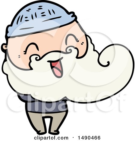 People Clipart Happy Man with Beard and Winter Hat by lineartestpilot