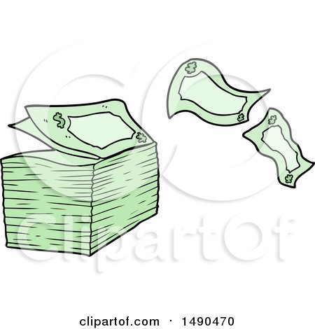Clipart Cartoon Money Blowing Away by lineartestpilot