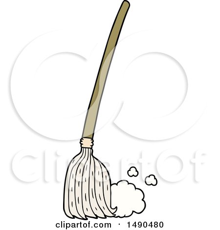 Clipart Cartoon Broom Sweeping by lineartestpilot