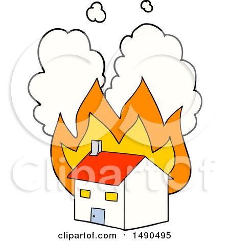 Clipart Cartoon Burning House by lineartestpilot