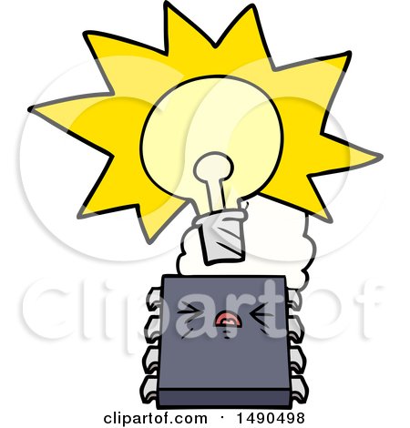 Clipart Cartoon Overheating Computer Chip by lineartestpilot