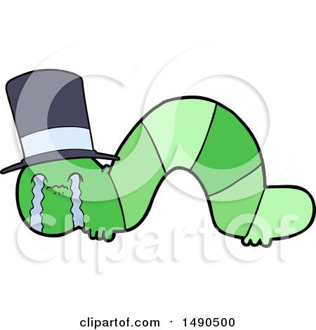 Clipart Cartoon Caterpillar Obsessing over His Regrets by lineartestpilot