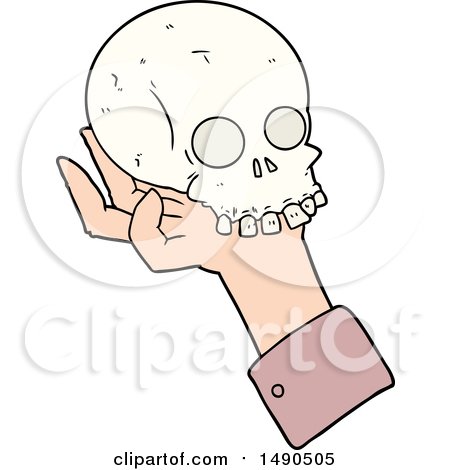 Clipart Cartoon Hand Holding Skull by lineartestpilot