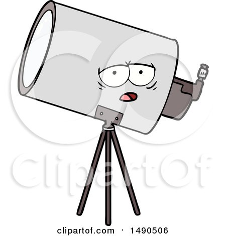 Clipart Cartoon Bored Telescope with Face by lineartestpilot