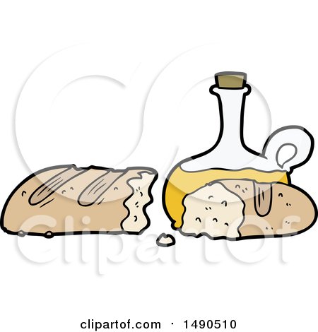 Clipart Bread and Oil Cartoon by lineartestpilot