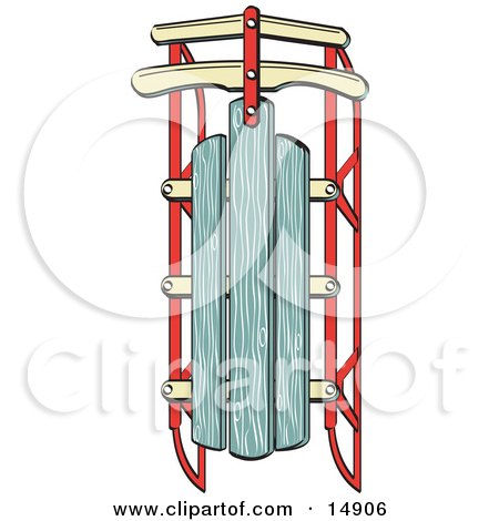 Retro Wooden and Metal Winter Sled Clipart Illustration by Andy Nortnik