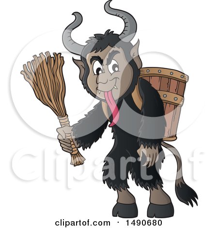 Clipart of a Demon Goat Man, Krampus - Royalty Free Vector Illustration by visekart