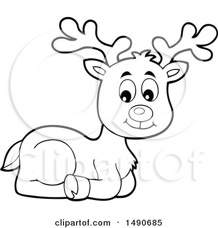 Clipart of a Black and White Christmas Reindeer - Royalty Free Vector Illustration by visekart