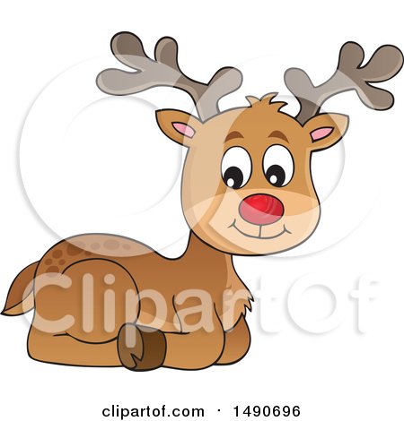Clipart of a Red Nosed Christmas Reindeer - Royalty Free Vector Illustration by visekart