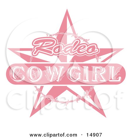 Pink Rodeo Cowgirl Sign With A Star And Barbed Wire Clipart Illustration by Andy Nortnik