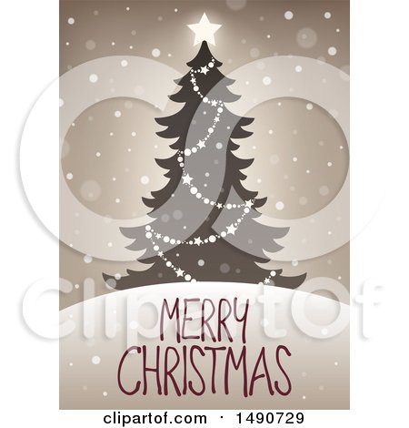Clipart of a Merry Christmas Greeting with a Tree - Royalty Free Vector Illustration by visekart