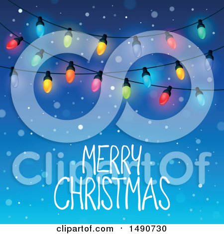 Clipart of a Merry Christmas Greeting with Lights - Royalty Free Vector Illustration by visekart