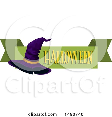 Clipart of a Witch Hat with a Halloween Banner - Royalty Free Vector Illustration by Vector Tradition SM