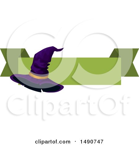 Clipart of a Witch Hat with a Blank Banner - Royalty Free Vector Illustration by Vector Tradition SM