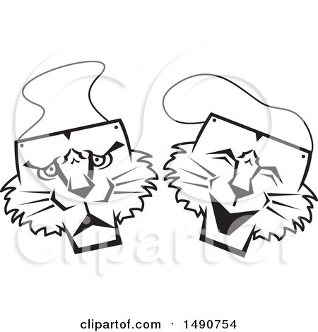 Clipart of Black and White Wildcat Comedy and Tragedy Masks - Royalty Free Vector Illustration by Johnny Sajem