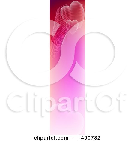 Clipart of a Vertical Pink Heart Banner - Royalty Free Vector Illustration by dero