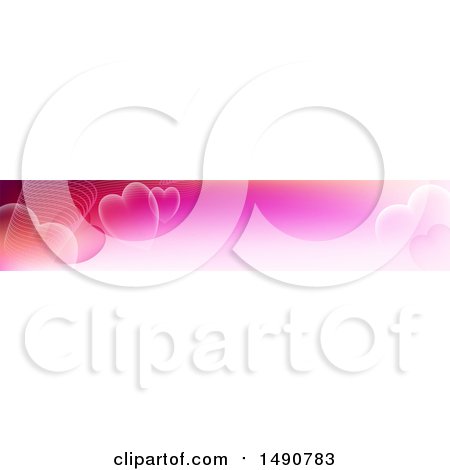 Clipart of a Horizontal Pink Heart Banner - Royalty Free Vector Illustration by dero