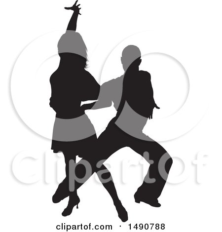 Clipart of a Silhouetted Latin Dancer Couple - Royalty Free Vector Illustration by dero