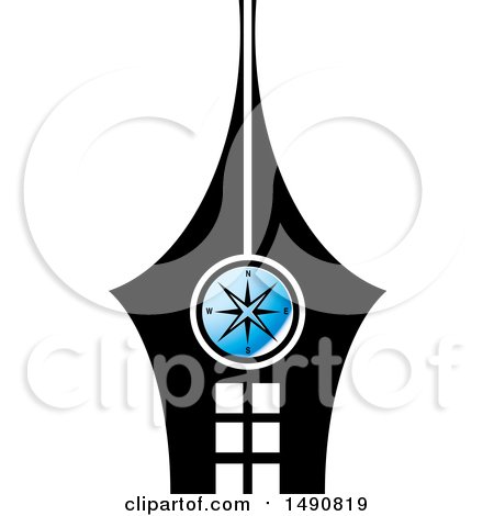 Clipart of a Pen Nib Building with a Compass - Royalty Free Vector Illustration by Lal Perera
