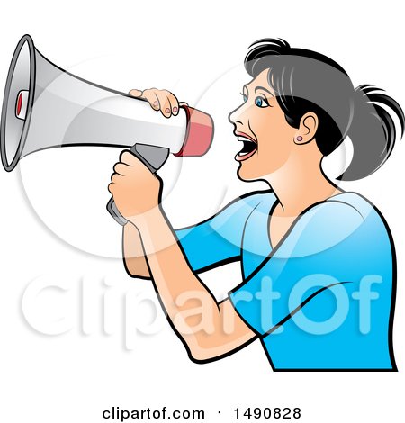 Clipart of a Woman Using a Megaphone - Royalty Free Vector Illustration by Lal Perera