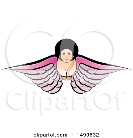Clipart of a Flying Angel Woman - Royalty Free Vector Illustration by Lal Perera