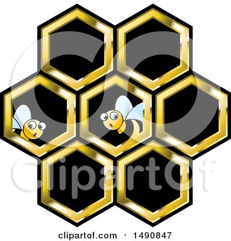 Clipart of Bees and Honeycombs - Royalty Free Vector Illustration by Lal Perera