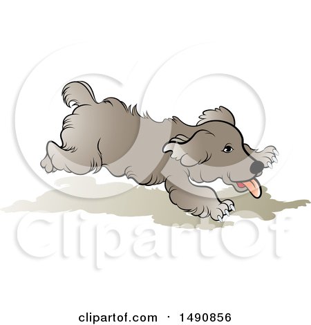 Clipart of a Playful Running Dog - Royalty Free Vector Illustration by Lal Perera