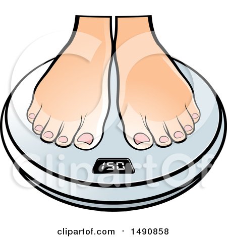 Clipart of a Pair of Female Feet on a Scale - Royalty Free Vector Illustration by Lal Perera