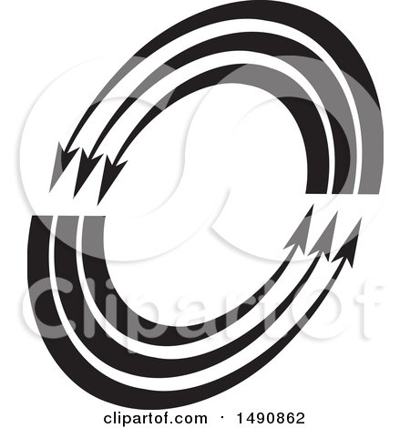 Clipart of a Black and White Arrow Oval Design - Royalty Free Vector Illustration by Lal Perera