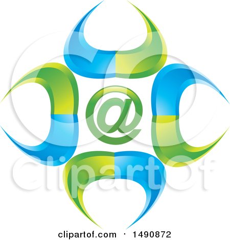 Clipart of a Blue and Green Email Arobase Design - Royalty Free Vector Illustration by Lal Perera