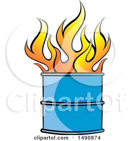 Clipart of a Fire in a Barrel - Royalty Free Vector Illustration by Lal Perera