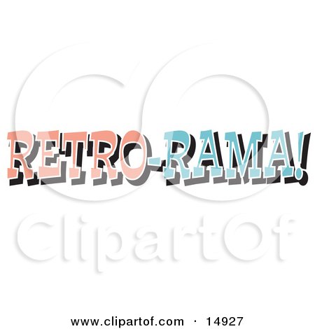Vintage Pink and Blue Retro Rama Sign Clipart Illustration by Andy Nortnik