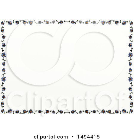 Clipart of a Doodled Border of Flowers, on a White Background - Royalty Free Illustration by Prawny