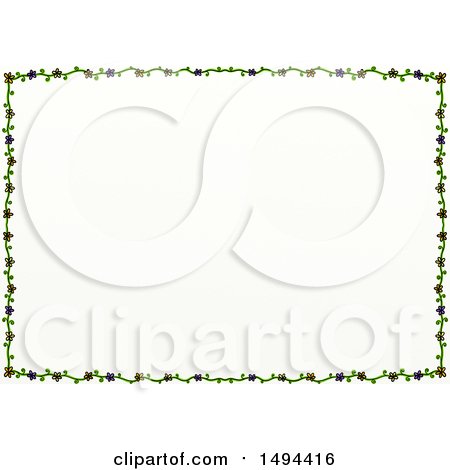 Clipart of a Doodled Border of Floral Vines, on a White Background - Royalty Free Illustration by Prawny