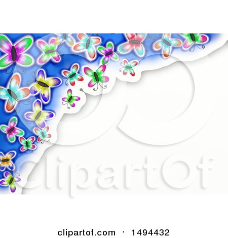 Clipart of a Watercolor Border of Butterflies, on a White Background - Royalty Free Illustration by Prawny