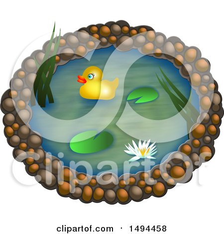 Clipart of a Yellow Duck on a Pond, on a White Background - Royalty Free Illustration by Prawny