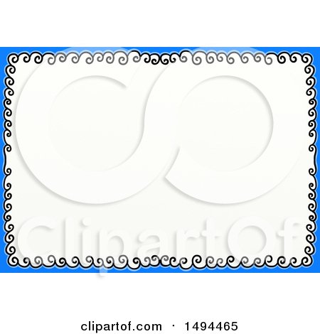 Clipart of a Doodled Border of Waves or Swirls and Blue, on a White Background - Royalty Free Illustration by Prawny