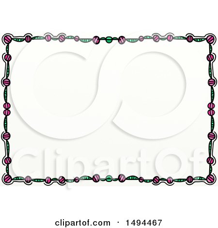 Clipart of a Doodled Border of Green and Pink, on a White Background - Royalty Free Illustration by Prawny