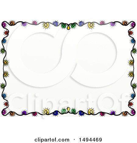 Clipart of a Doodled Border of Colorful Christmas Lights, on a White Background - Royalty Free Illustration by Prawny