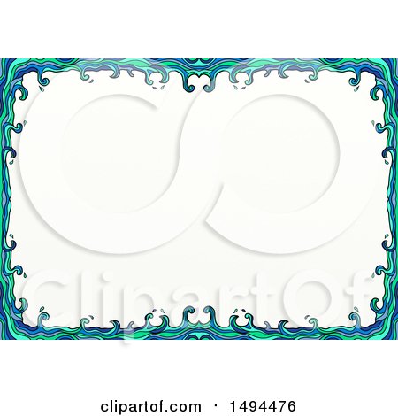 Clipart of a Doodled Border of Waves, on a White Background - Royalty Free Illustration by Prawny