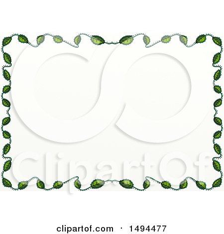Clipart of a Doodled Border of Leaves, on a White Background - Royalty Free Illustration by Prawny