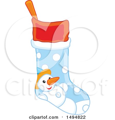 Clipart of a Snowman Christmas Stocking - Royalty Free Vector Illustration by Alex Bannykh