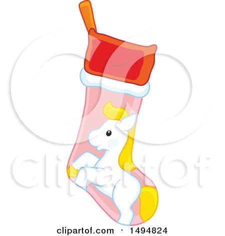 Clipart of a Pony Christmas Stocking - Royalty Free Vector Illustration by Alex Bannykh