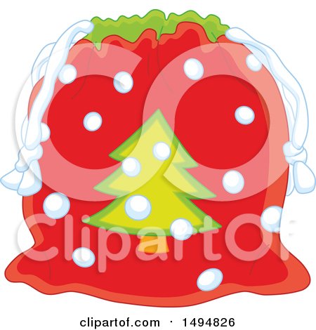 Clipart of a Christmas Sack - Royalty Free Vector Illustration by Alex Bannykh
