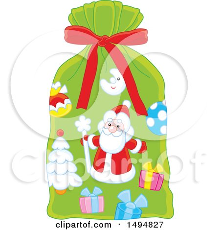 Clipart of a Christmas Sack - Royalty Free Vector Illustration by Alex Bannykh