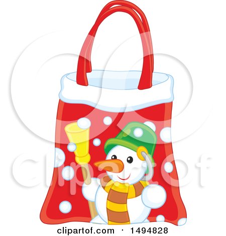 Clipart of a Christmas Gift Bag - Royalty Free Vector Illustration by Alex Bannykh