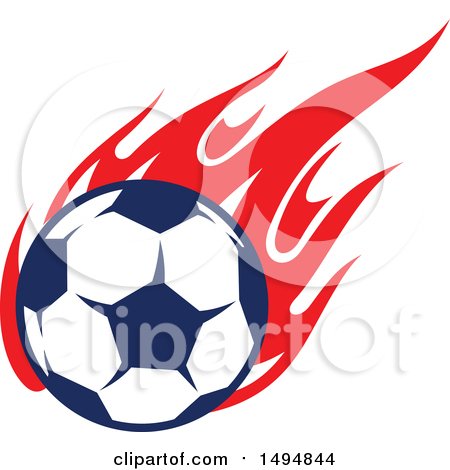 Clipart of a Soccer Ball with Red Flames - Royalty Free Vector Illustration by Vector Tradition SM