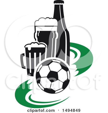 Clipart of a Soccer Ball and Beer Design - Royalty Free Vector Illustration by Vector Tradition SM