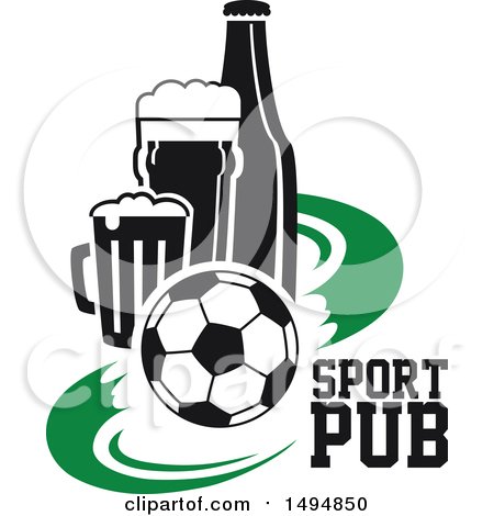 Clipart of a Soccer Ball and Beer Design - Royalty Free Vector Illustration by Vector Tradition SM